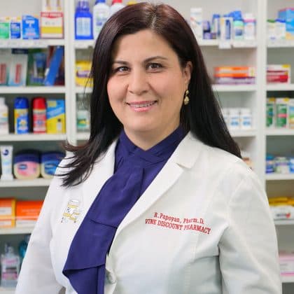 Roseanne Papoyan, PharmD, pharmacist and owner of Vine Discount Pharmacy